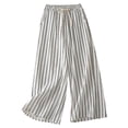 thumbnail image 1 of KHONTS Women's Casual Linen Pants Striped High Waist Wide Leg Slacks Lightweight Palazzo Culotte Trousers White XL, 1 of 4