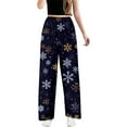 thumbnail image 1 of KHONTS Women's Christmas Comfy Pajamas Drawstring Stretch Floral Print Long Wide Leg Lounge Pants B M, 1 of 6
