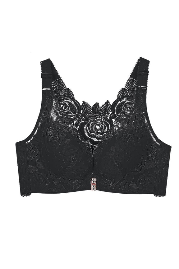 ,Women's Comfort Rose Lace Bras Push up Soft Bra Supportive Lift Racerback Elegant Bralettes Black 38/85D