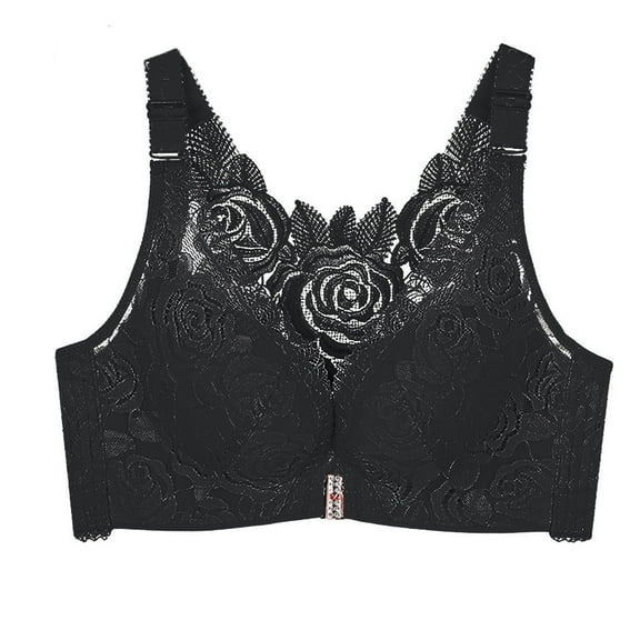 KHONTS,Women's Comfort Rose Lace Bras Push up Soft Bra Supportive Lift Racerback Elegant Bralettes Black 38/85E