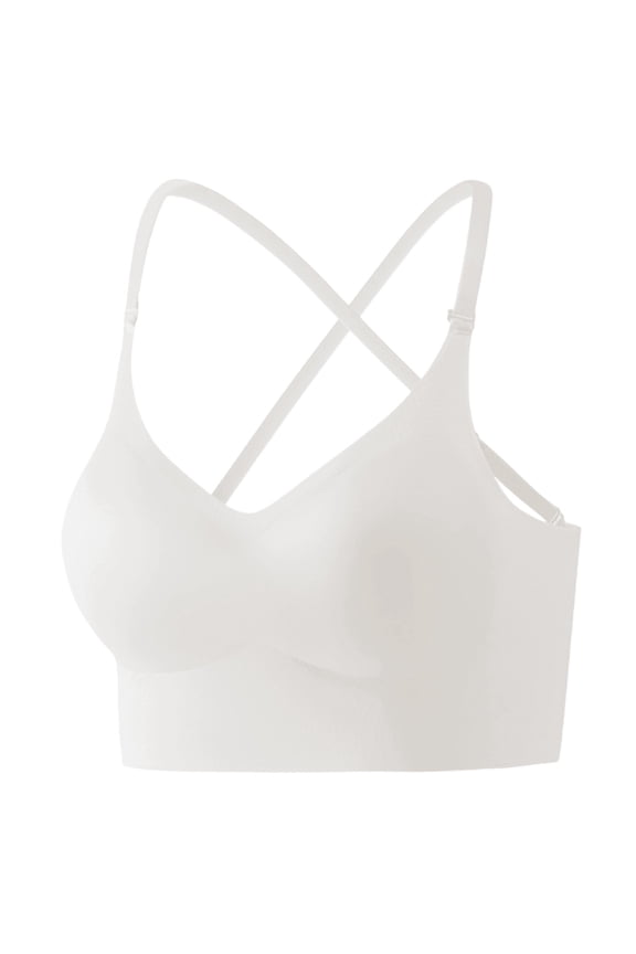 ,Women's Comfort Seamless Bras Criss-Cross Back Adjustable Bra Wireless Everyday Backless Bralettes White XL