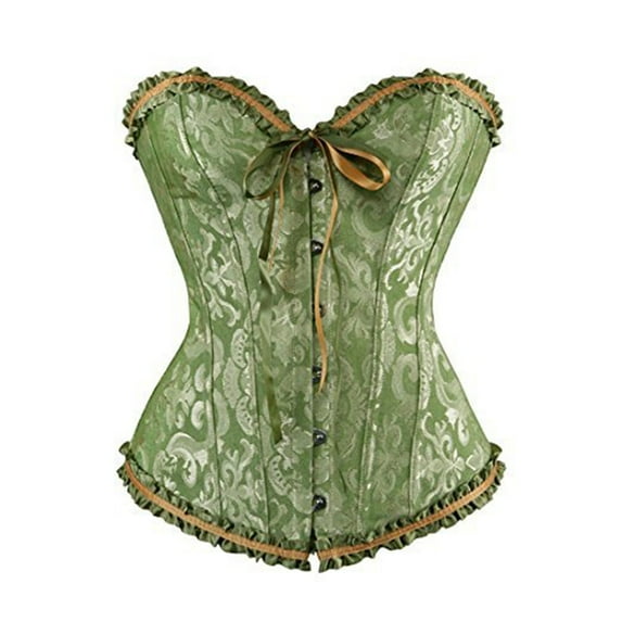 KHONTS Women's Corset TopsRenaissance Corset Bustier Floral Trim Shapewear Halloween Outfits For Party Club Stage Green XXXL