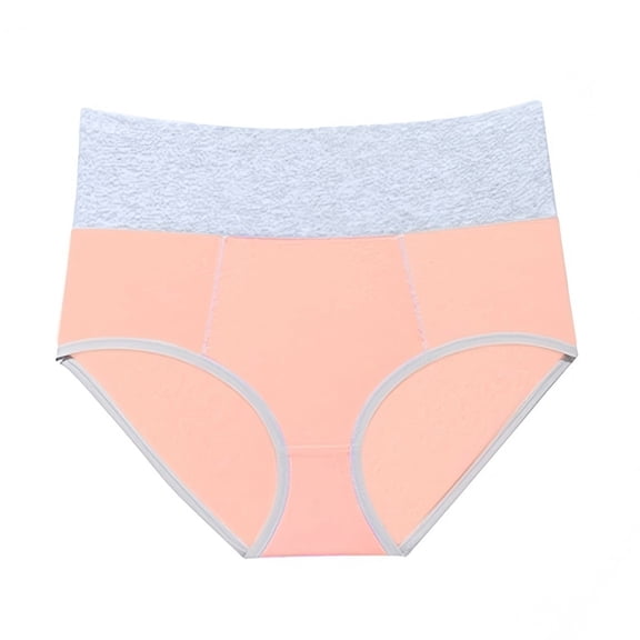 KHONTS Women's Cotton Underwear High Waist Full Coverage Briefs Soft Breathable Postpartum Panties Stretch Underpants Light Pink XL
