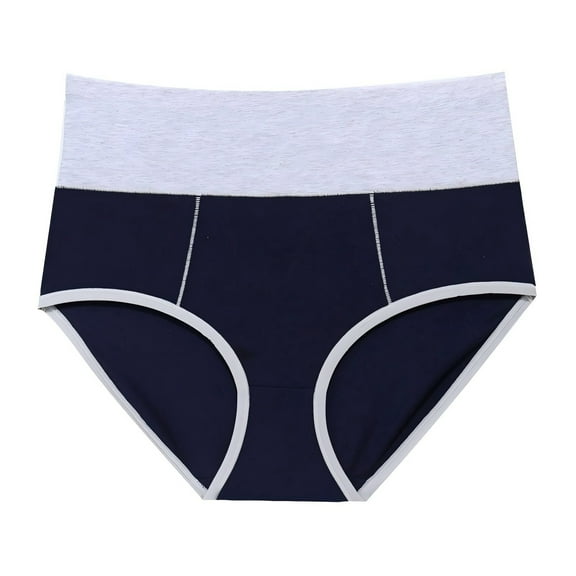 KHONTS Women's Cotton Underwear High Waist Full Coverage Briefs Soft Breathable Postpartum Panties Stretch Underpants Navy XXXXXL