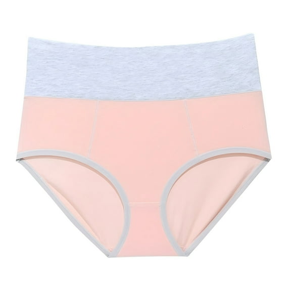 KHONTS Women's Cotton Underwear High Waist Full Coverage Briefs Soft Breathable Postpartum Panties Stretch Underpants Pink XXL