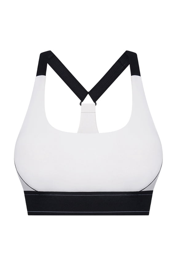 Women's Criss Cross Sports Bras Adjustable Straps U-Neck Wireless Padded Workout Medium Support Crop Tops White 8