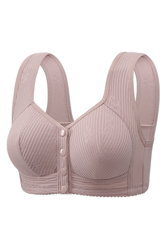 ,Women's Daisy Front Snap Closure Bras Supportive Push up Lift Bra Seniors Everyday Soft Breathable Bralettes for Older Women Purple 40