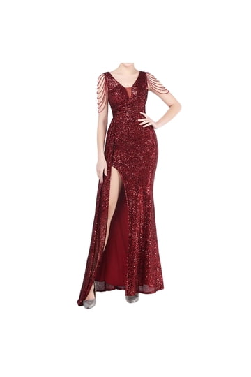 evening plus size sheath dress Elegant Mermaid Plus Size Black and Gold Evening Dress with V-neck Black and Gold / 2XL