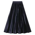 thumbnail image 1 of KHONTS Women's Elastic-Waist Accordion Pleated Metallic Long Party Skirt Dark Blue One Size, 1 of 2