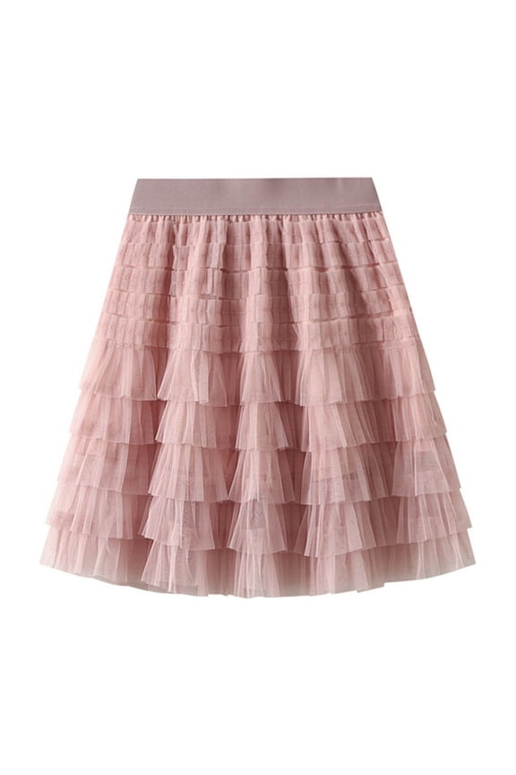 Women's Elastic Waist Layered Tulle Tutu Mini Skirt Mesh Layered Short Skirt Red S