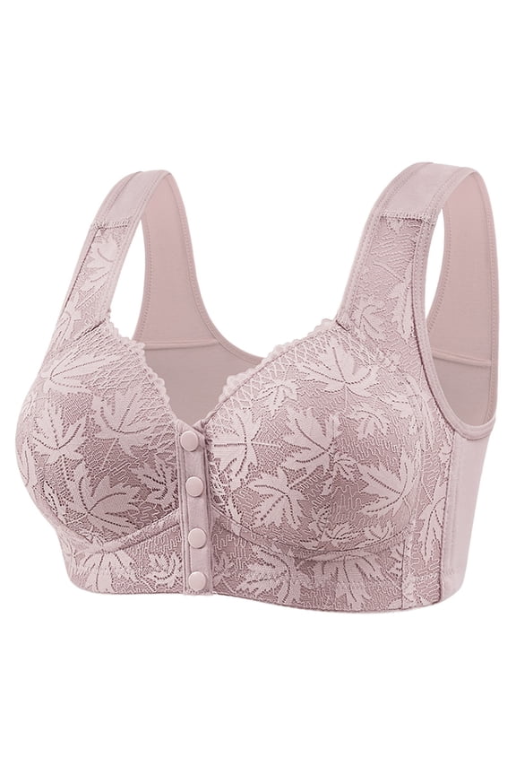 ,Women's Flower Front Closure Bras for Large Anti Sagging Lift Bra Full Coverage Wireless Bralettes Grey 38