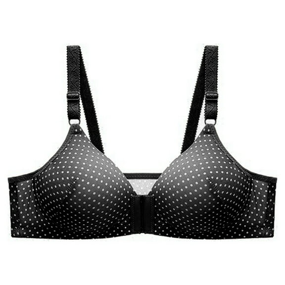 KHONTS Women's Front Hook Close Push up Bras No Underwire Lush Gathering Bra Thin Pad Soft High Supportive Bralettes Black 36