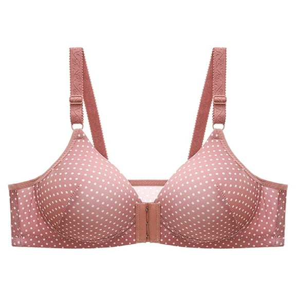 KHONTS Women's Front Hook Close Push up Bras No Underwire Lush Gathering Bra Thin Pad Soft High Supportive Bralettes Rose Gold 40