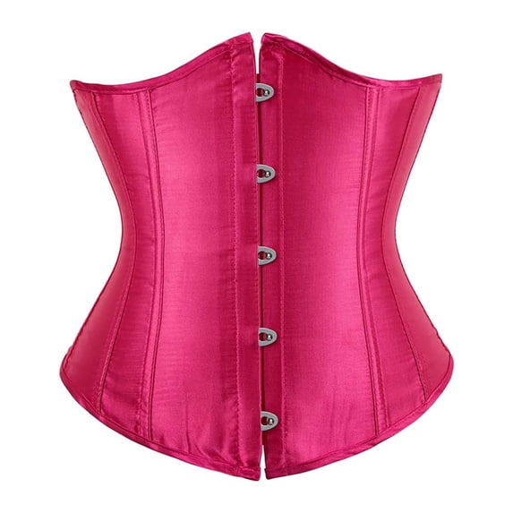 KHONTS Women's Front Hook Closure Underbust Boned Brocade Waist Training Plus Size Corsets Red XS