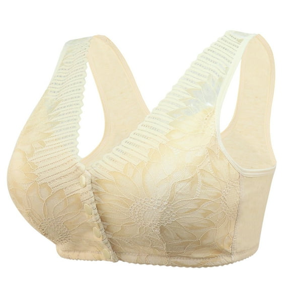 KHONTS Women's Full Coverage Push up Bras Front Closure Soft Comfy Mesh Bra Lifting Supportive Anti-Sagging Bralettes Apricot 36/80