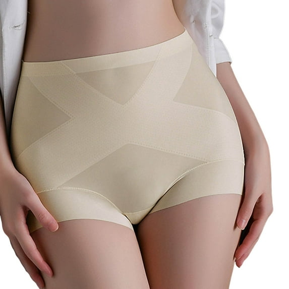 KHONTS Women's High Waist Seamless Shapewear Underwear Breathable No-Show Tummy Control Body Shaper Briefs Beige XL