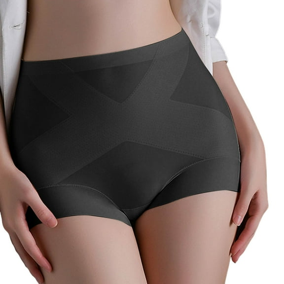 KHONTS Women's High Waist Seamless Shapewear Underwear Breathable No-Show Tummy Control Body Shaper Briefs Black L