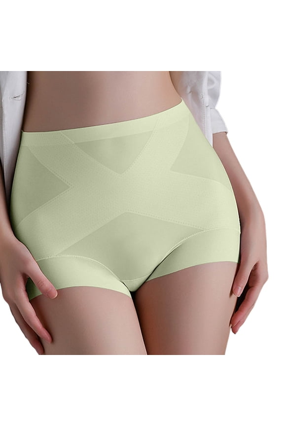 Women's High Waist Seamless Shapewear Underwear Breathable No-Show Tummy Control Body Shaper Briefs Green L