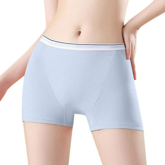 KHONTS Women's High Waist Underwear Plus Size Leakage Comfortable Breathable Ladies Panties for Daily Wear Light Blue XXL