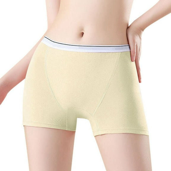 KHONTS Women's High Waist Underwear Plus Size Leakage Comfortable Breathable Ladies Panties for Daily Wear Yellow XXL