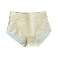 thumbnail image 1 of KHONTS Women's High Waisted Lace Breathable Underpants Comfort Support Elongated Crotch Underwear Beige XXL, 1 of 3