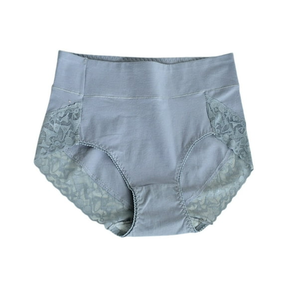 KHONTS Women's High Waisted Lace Breathable Underpants Comfort Support Elongated Crotch Underwear Dark Gray L