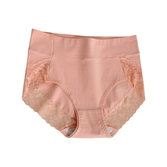 KHONTS Women's High Waisted Lace Breathable Underpants Comfort Support Elongated Crotch Underwear Orange M