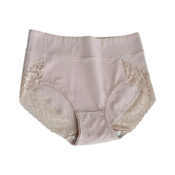 KHONTS Women's High Waisted Lace Breathable Underpants Comfort Support Elongated Crotch Underwear Pink L