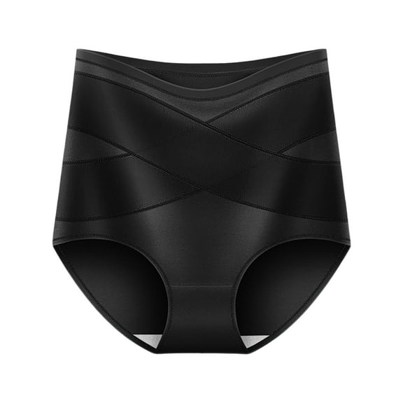 KHONTS Women's High Waisted Shapewear Briefs Stylish Breathable Thin Underwear Full Coverage Tummy Control Underpants Black L