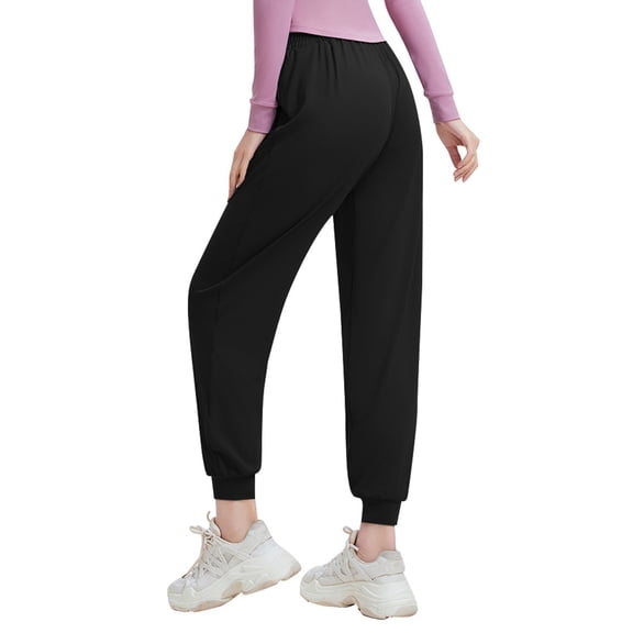 KHONTS Women's Joggers Pants Pockets Drawstring Running Sweatpants for Workout Jogging Black S
