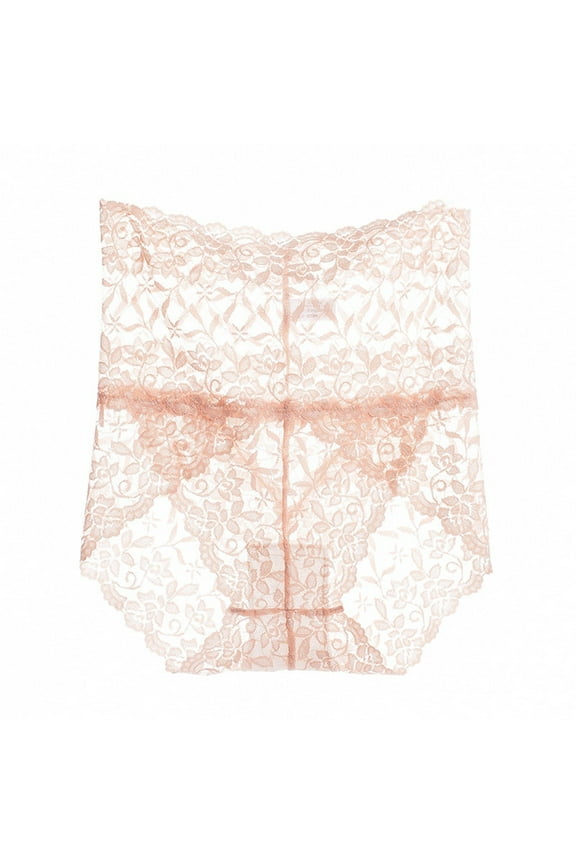 Women's Lace Knickers See Through Underwear High Waist Hipster Panties Beige XL