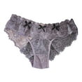 thumbnail image 1 of KHONTS Women's Lace Trim Sweet Briefs Sheer See Through Low Waist Ruffle Cheeky Underpants Grey L, 1 of 9