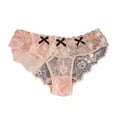 thumbnail image 1 of KHONTS Women's Lace Trim Sweet Briefs Sheer See Through Low Waist Ruffle Cheeky Underpants Pink L, 1 of 4