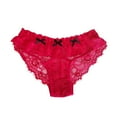 thumbnail image 1 of KHONTS Women's Lace Trim Sweet Briefs Sheer See Through Low Waist Ruffle Cheeky Underpants Red L, 1 of 6