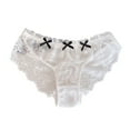 thumbnail image 1 of KHONTS Women's Lace Trim Sweet Briefs Sheer See Through Low Waist Ruffle Cheeky Underpants White M, 1 of 8