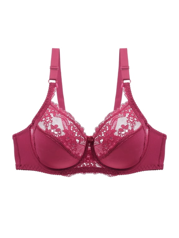 ,Women's Lace Underwire Bras Push up Full Coverage Bra Breathable Comfort Unlined Bra for Large 110D