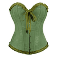 thumbnail image 1 of KHONTS,Women's Lace up Boned Overbust Corset Bustier Lingerie Bodyshaper Tops Green S, 1 of 3