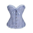 thumbnail image 1 of KHONTS,Women's Lace up Boned Overbust Corset Bustier Lingerie Bodyshaper Tops Light Purple M, 1 of 2
