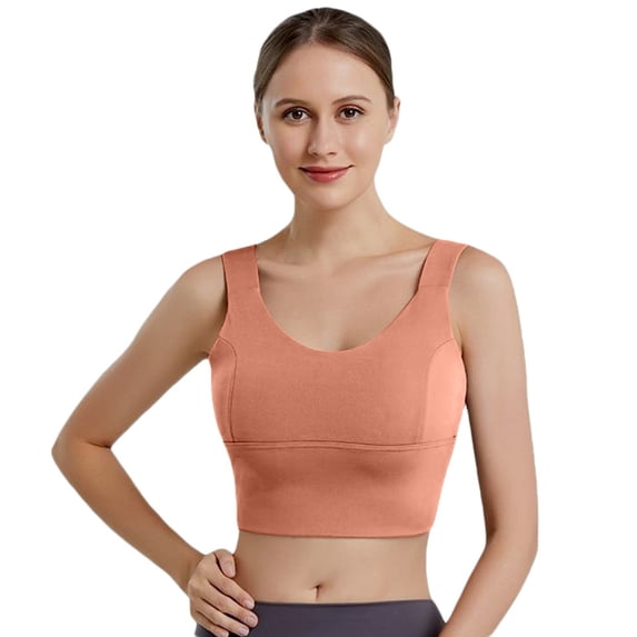 KHONTS Women's Long Line Sports Bra Racerback Workout Medium Impact Yoga Tank Tops Orange XL