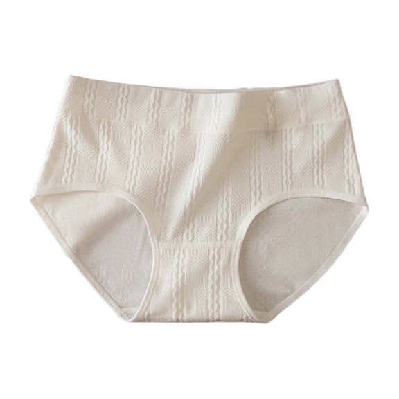 KHONTS Women's Mid Waist Texture Underwear White Soft Breathable Underpants Comfy Triangle Pants for Everyday Wear Light Gray L