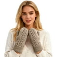 thumbnail image 1 of KHONTS Women's Mittens Winter Gloves Warm Fleece Lining Mittens Cozy Thick Crochet Cable Knit Gloves Khaki One Size, 1 of 5