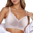 thumbnail image 1 of KHONTS,Women's No Underwire Seamless Push up Bras Wireless Soft Bra Scalloped Full Coverage Everyday Bralettes Pink XXXL, 1 of 4