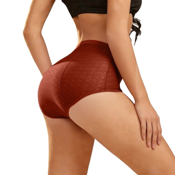 KHONTS Women's Period Underwear High Waist Comfort Stretchy Panties Absorbent Menstrual Underwear Brick Red S
