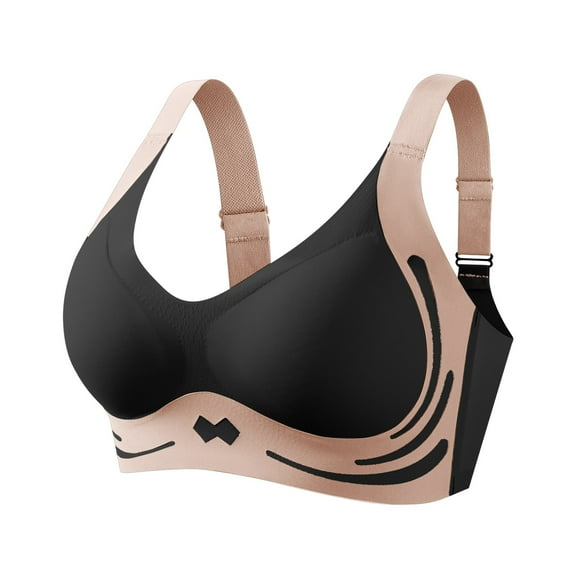 KHONTS Women's Plus Size Push up Bras Wireless Comfortable No Underwire Full Coverage Bra Full Coverage Everyday T Shirts Bralettes Black XXL