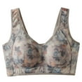 thumbnail image 1 of KHONTS Women's Plus Size Senior Bras Mesh Floral Printed Elegant Bra Stretchy Gathering Soft Breathable Bralettes Khaki XXXXL, 1 of 4