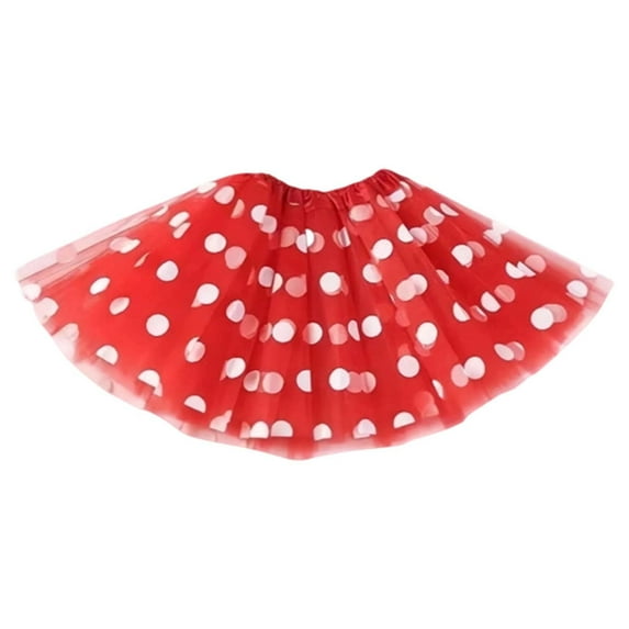 KHONTS Women's Polka Dot Tulle Tutu Skirt Layered Ballet Tutu Skirts Red One Size