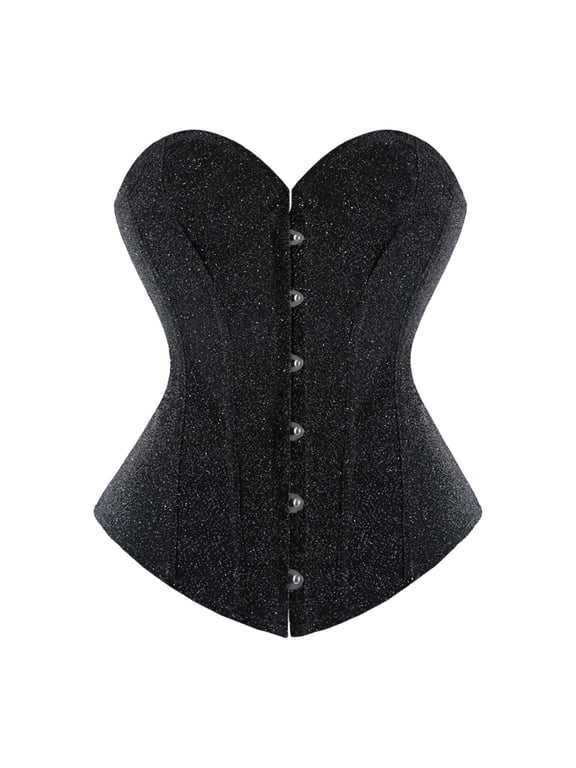 Women's Push up Sparkly Tube Tops Body Shaper Bustier Corset Black M