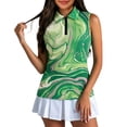 thumbnail image 1 of KHONTS Women's Quarter Zip Golf Shirts Sleeveless with Collar Tennis Tank Tops Athletic Workout Activewear 12-Green S, 1 of 4