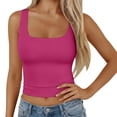 thumbnail image 1 of KHONTS Women's Scoop Neck Sleeveless Knit Tank Tops Ribbed Fitted Casual Crop Crop Tops Summer Solid Color Camisole Red S, 1 of 4
