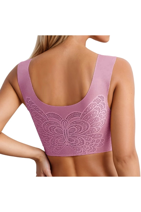 ,Women's Seamless Sleep Bras Leisure Sports Yoga Bra Padded Wireless Thin Soft Comfy Bralettes Pink 48